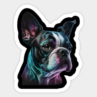 Neon Boston Terrier Dog Sticker